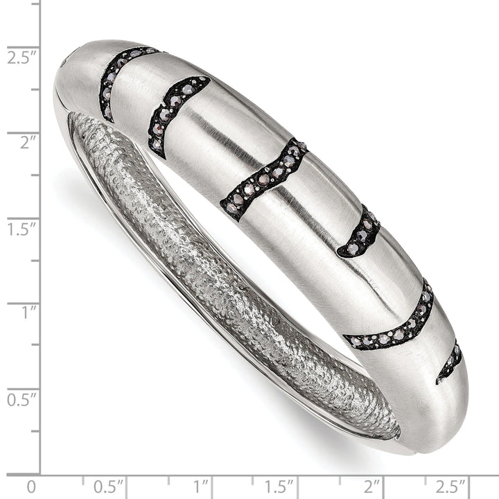 Chisel Bracelets Stainless Steel Black Crystal Hinged Bangle