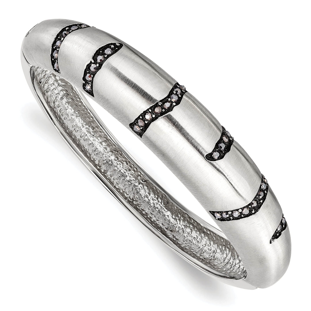 Chisel Bracelets Stainless Steel Black Crystal Hinged Bangle