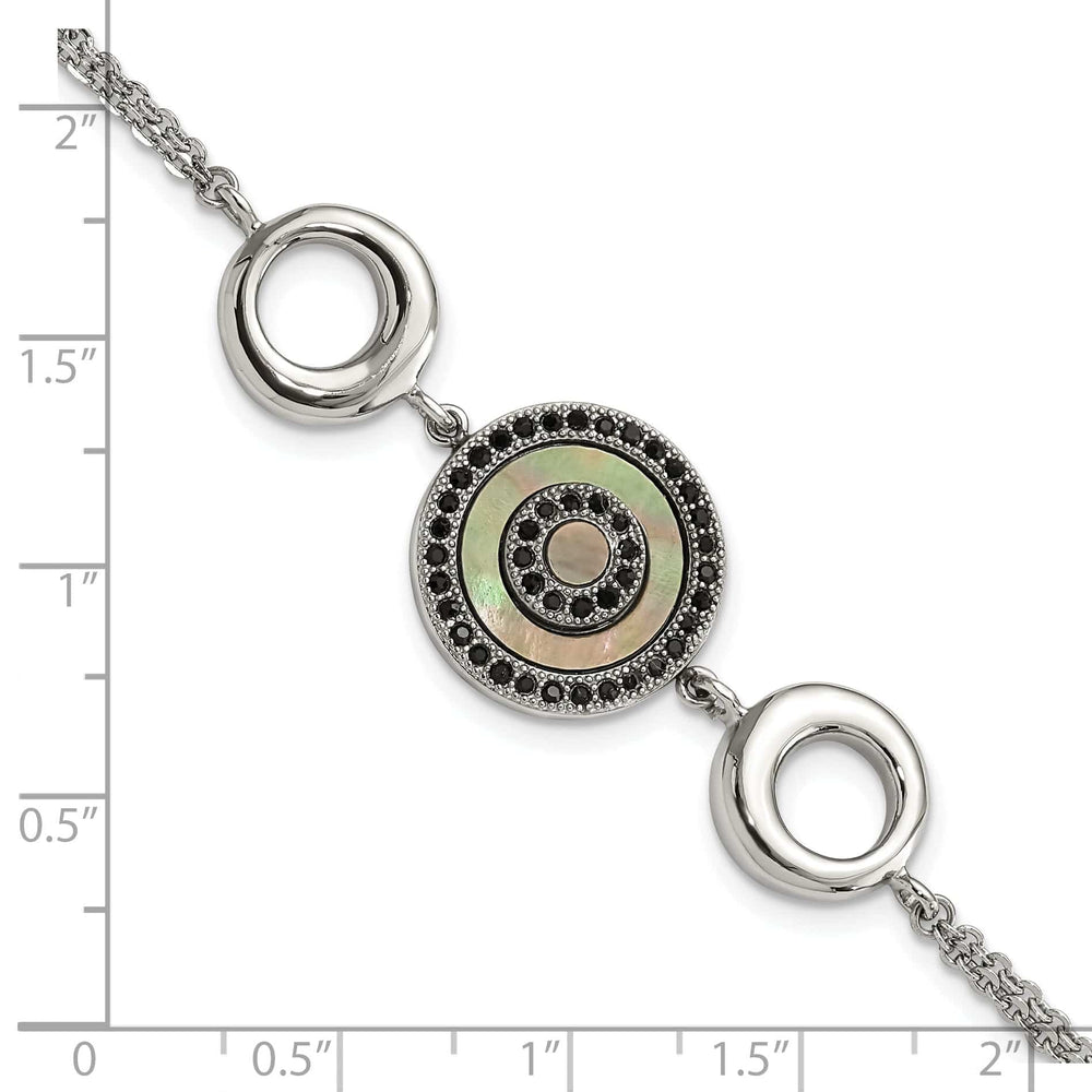 Chisel Bracelets Stainless Steel Black MOP and Crystal Bracelet