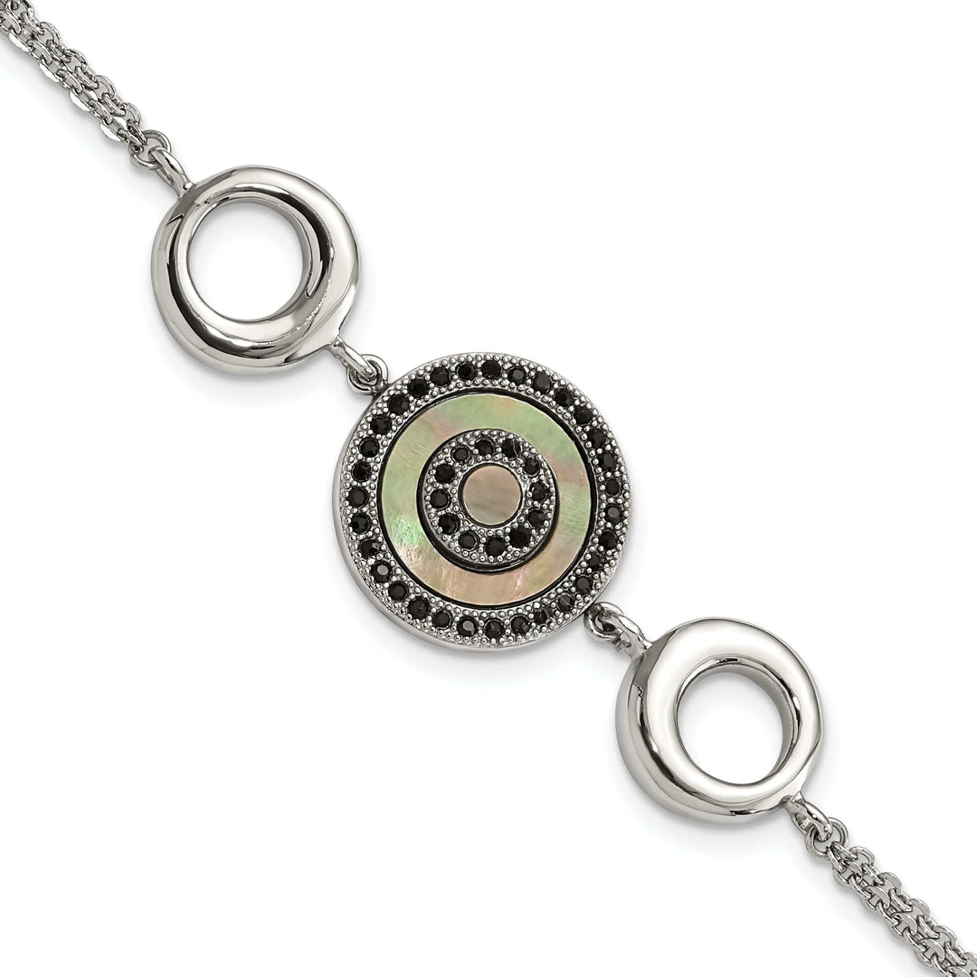 Chisel Bracelets Stainless Steel Black MOP and Crystal Bracelet