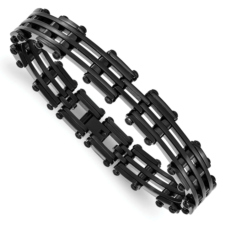 Chisel Bracelets Stainless Steel Black Plated Fold Over Bracelet