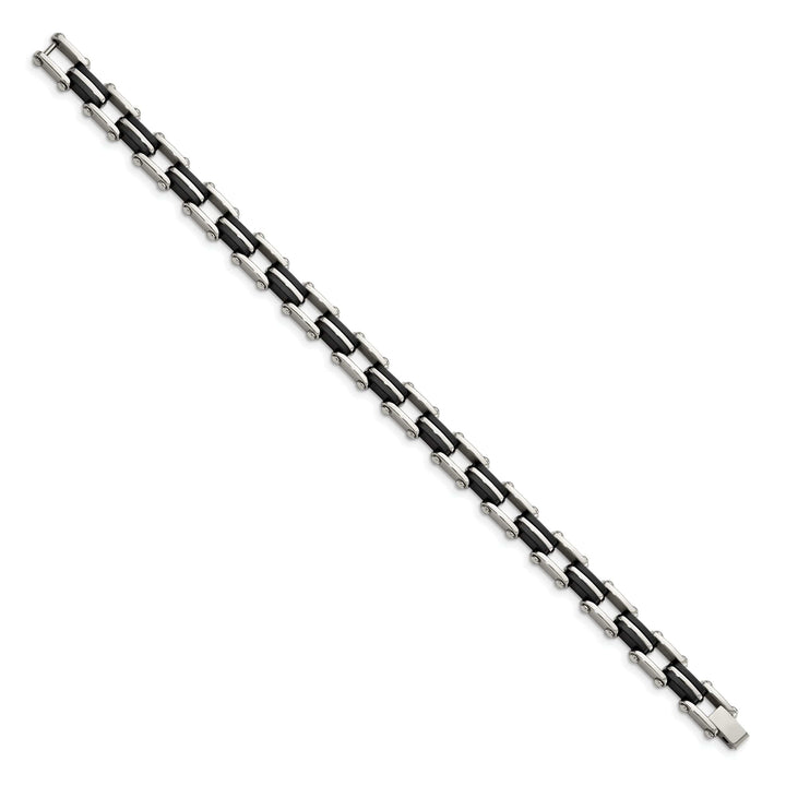 Chisel Bracelets Stainless Steel Black Rubber Fold Over Bracelet