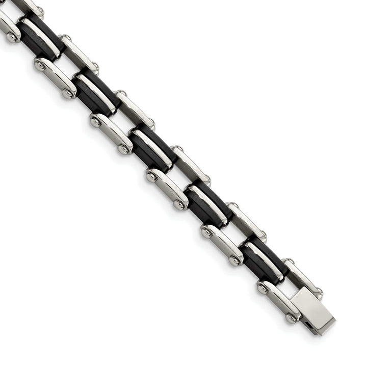Chisel Bracelets Stainless Steel Black Rubber Fold Over Bracelet