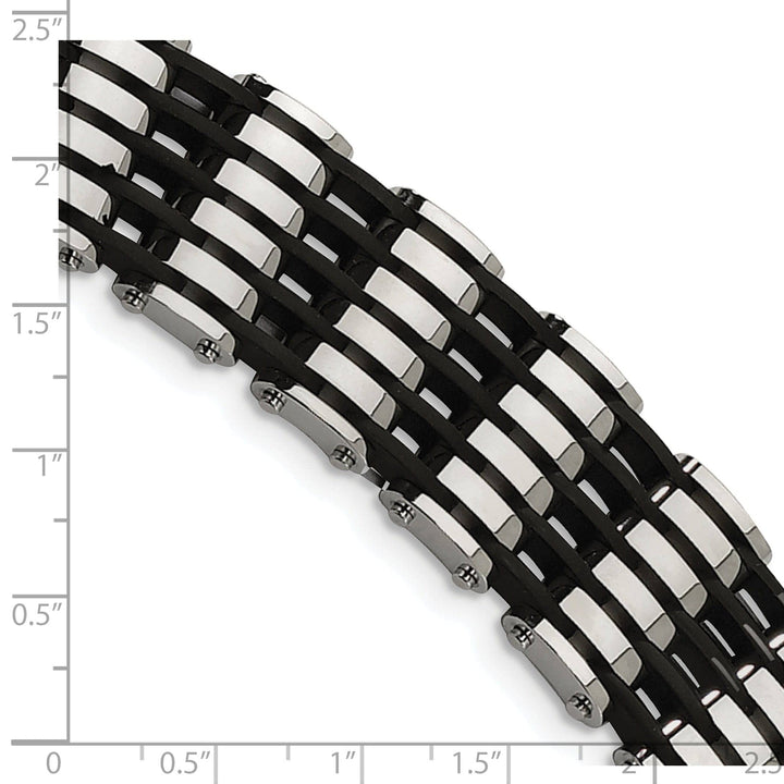 Chisel Bracelets Stainless Steel Black Rubber Fold Over Bracelet