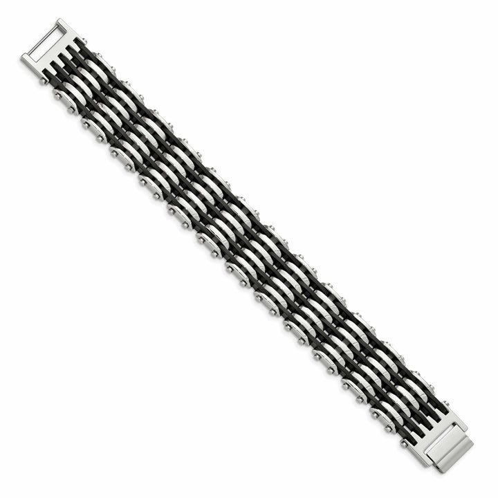 Chisel Bracelets Stainless Steel Black Rubber Fold Over Bracelet