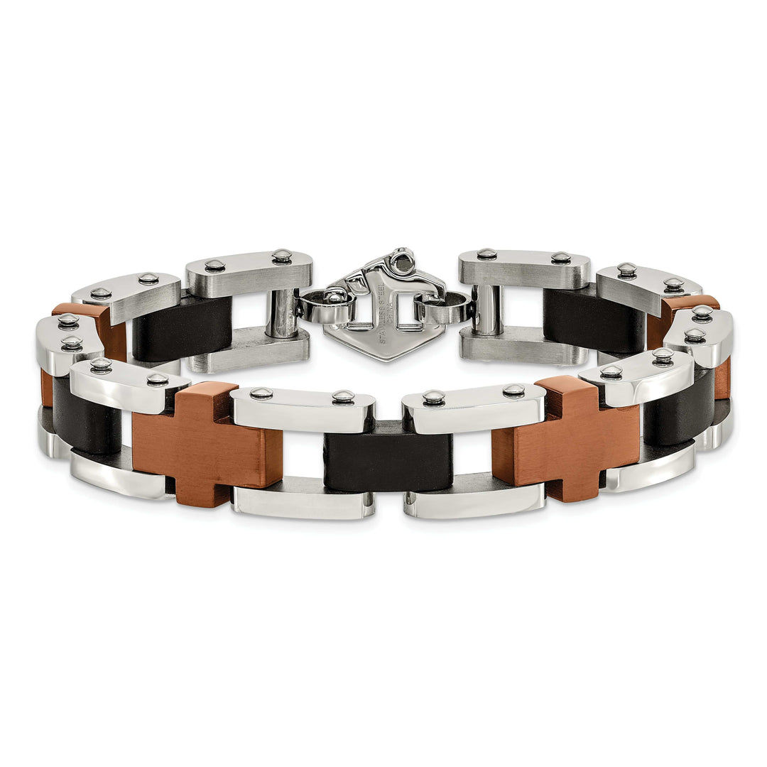 Chisel Bracelets Stainless Steel Chocolate/Black Fold Over Bracelet
