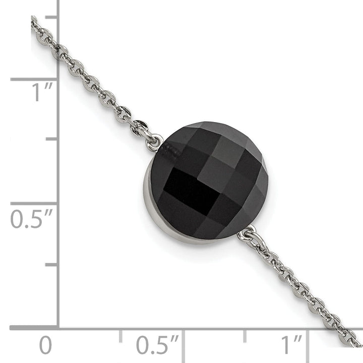 Chisel Bracelets Stainless Steel Dark Brown Glass Bracelet