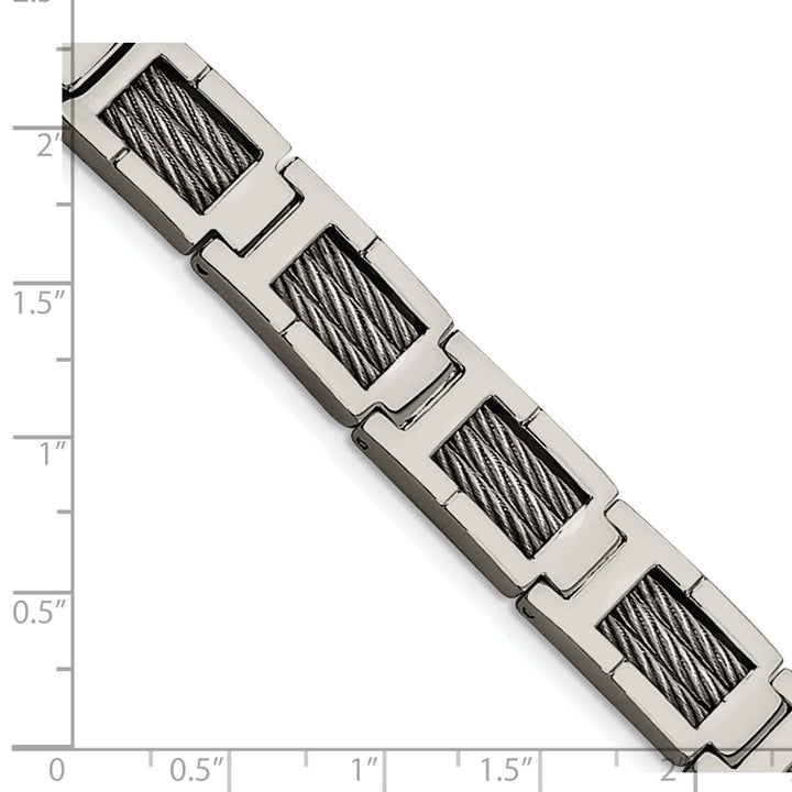 Chisel Bracelets Stainless Steel Grey Cable Fold Over Bracelet