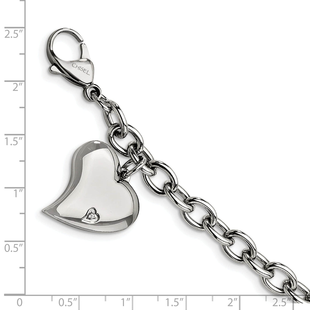 Chisel Bracelets Stainless Steel Heart Charm Fancy Bracelet