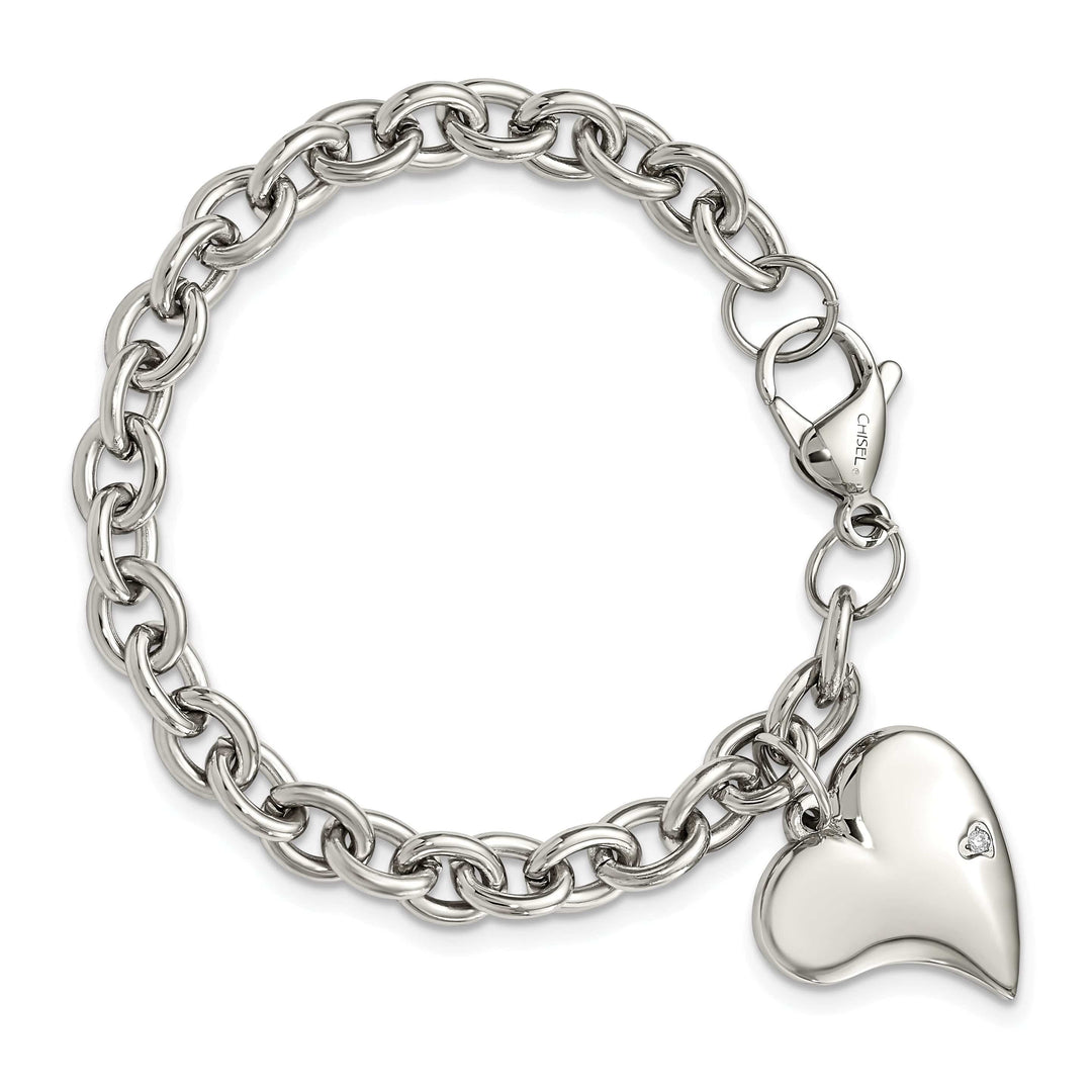 Chisel Bracelets Stainless Steel Heart Charm Fancy Bracelet