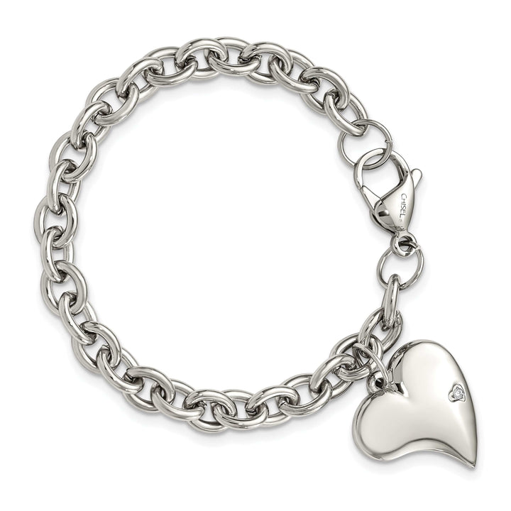 Chisel Bracelets Stainless Steel Heart Charm Fancy Bracelet