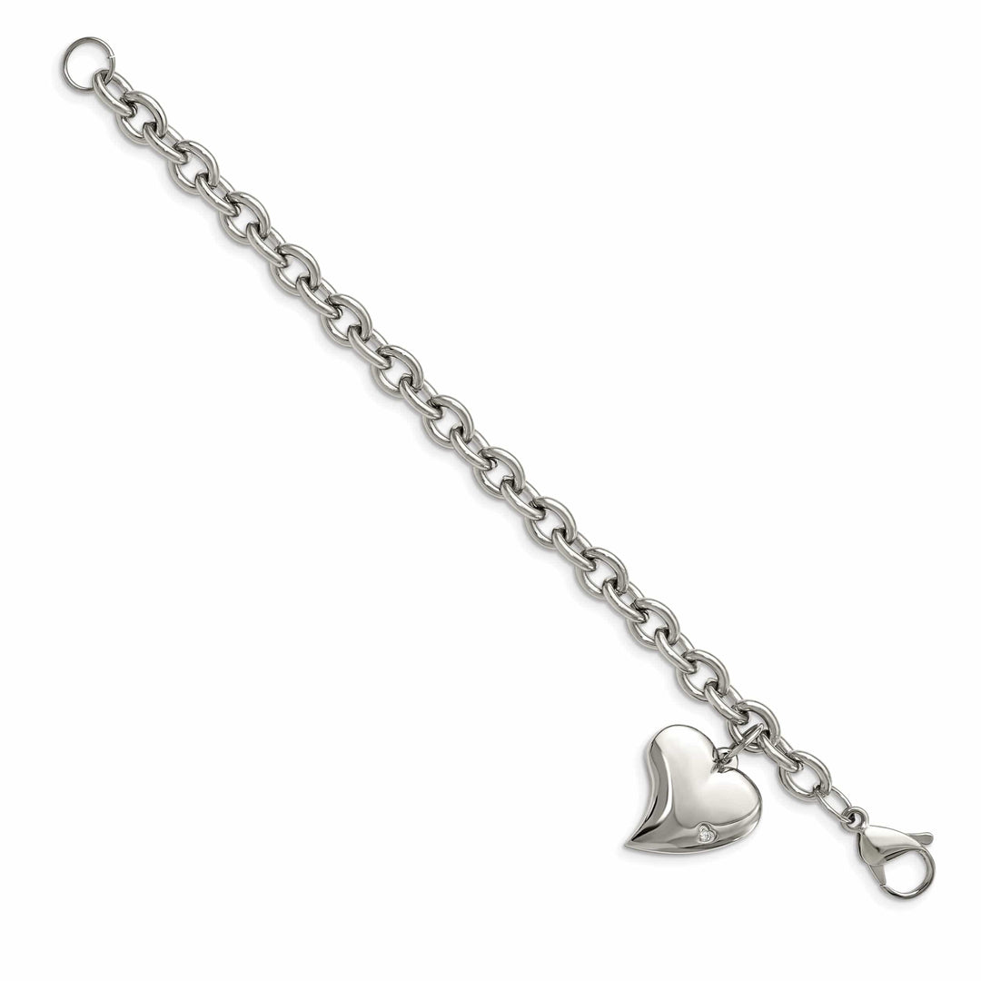 Chisel Bracelets Stainless Steel Heart Charm Fancy Bracelet