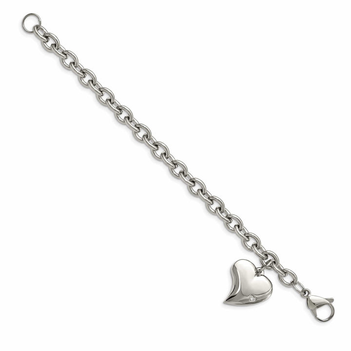 Chisel Bracelets Stainless Steel Heart Charm Fancy Bracelet