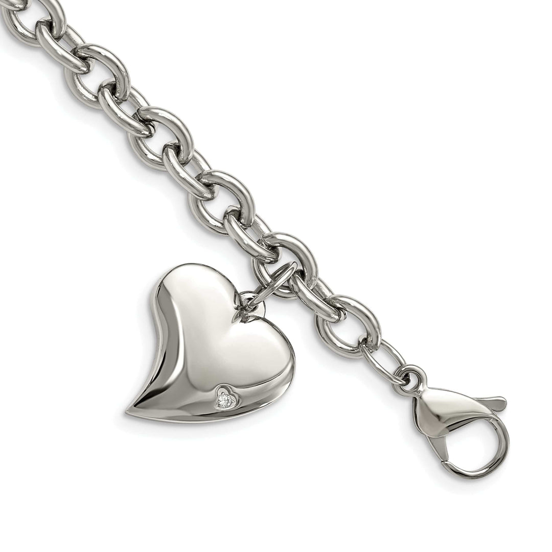 Chisel Bracelets Stainless Steel Heart Charm Fancy Bracelet