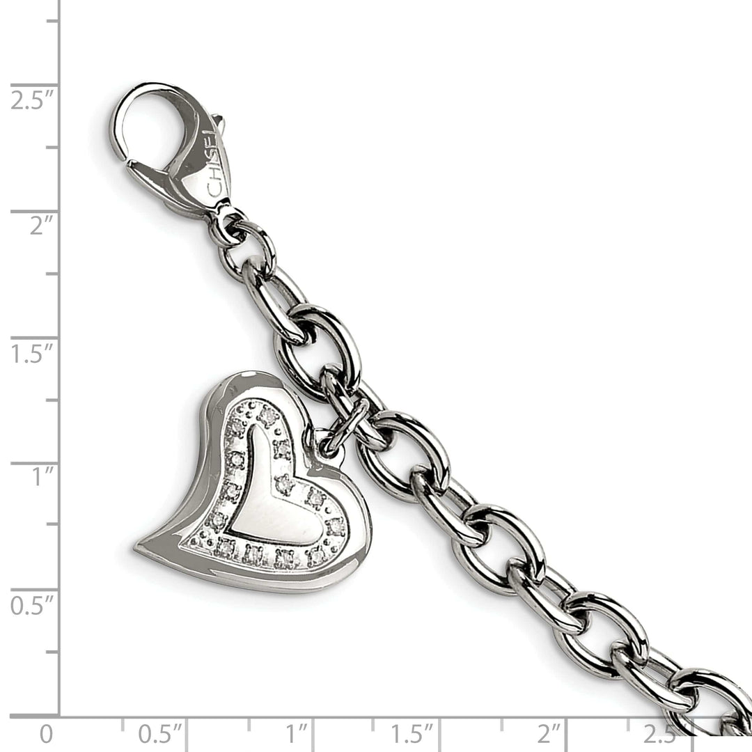 Chisel Bracelets Stainless Steel Heart Charm Fancy Bracelet