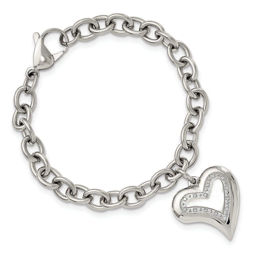 Chisel Bracelets Stainless Steel Heart Charm Fancy Bracelet