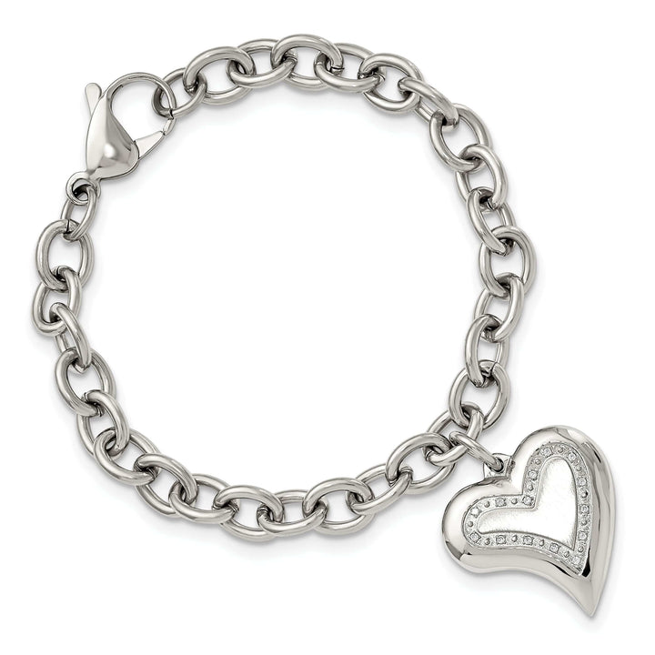 Chisel Bracelets Stainless Steel Heart Charm Fancy Bracelet