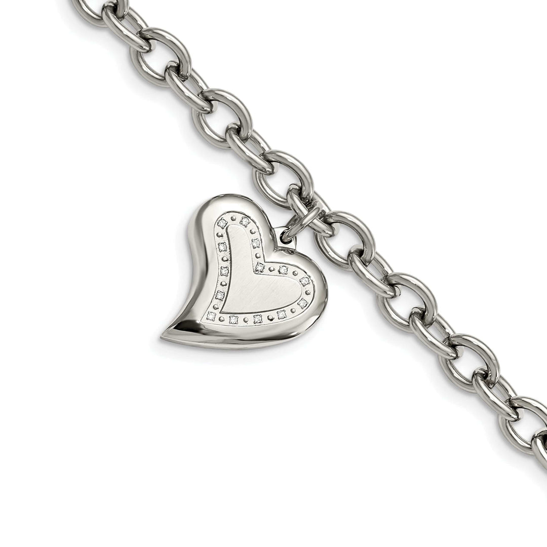 Chisel Bracelets Stainless Steel Heart Charm Fancy Bracelet