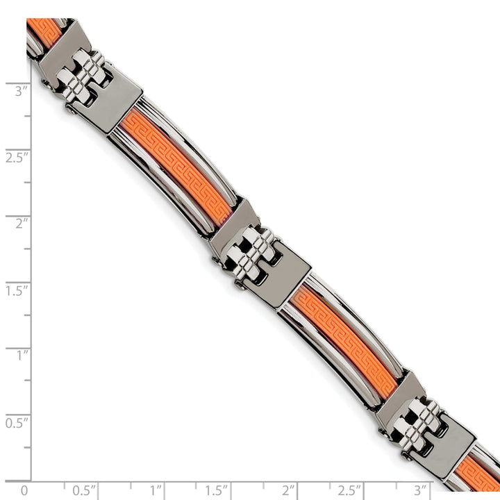Chisel Bracelets Stainless Steel Orange Rubber Fold Over Bracelet