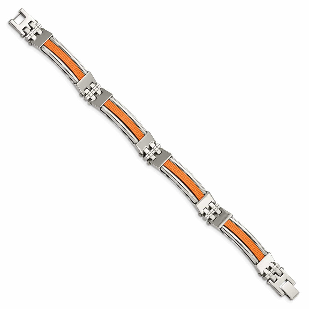 Chisel Bracelets Stainless Steel Orange Rubber Fold Over Bracelet