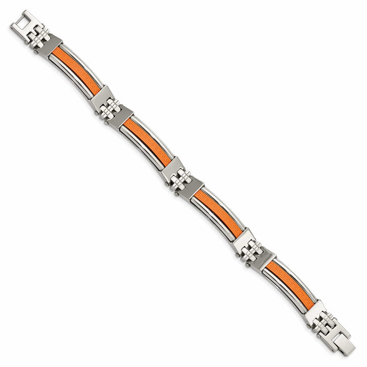Chisel Bracelets Stainless Steel Orange Rubber Fold Over Bracelet