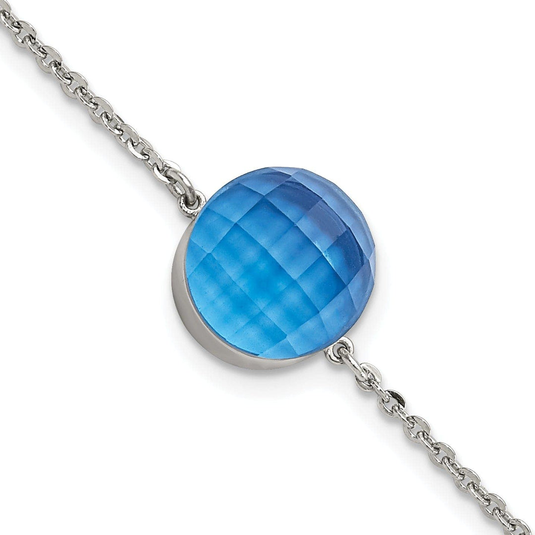 Chisel Bracelets Stainless Steel Polished Blue Glass Bracelet