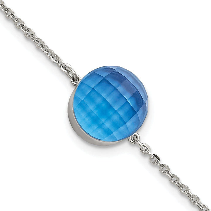 Chisel Bracelets Stainless Steel Polished Blue Glass Bracelet