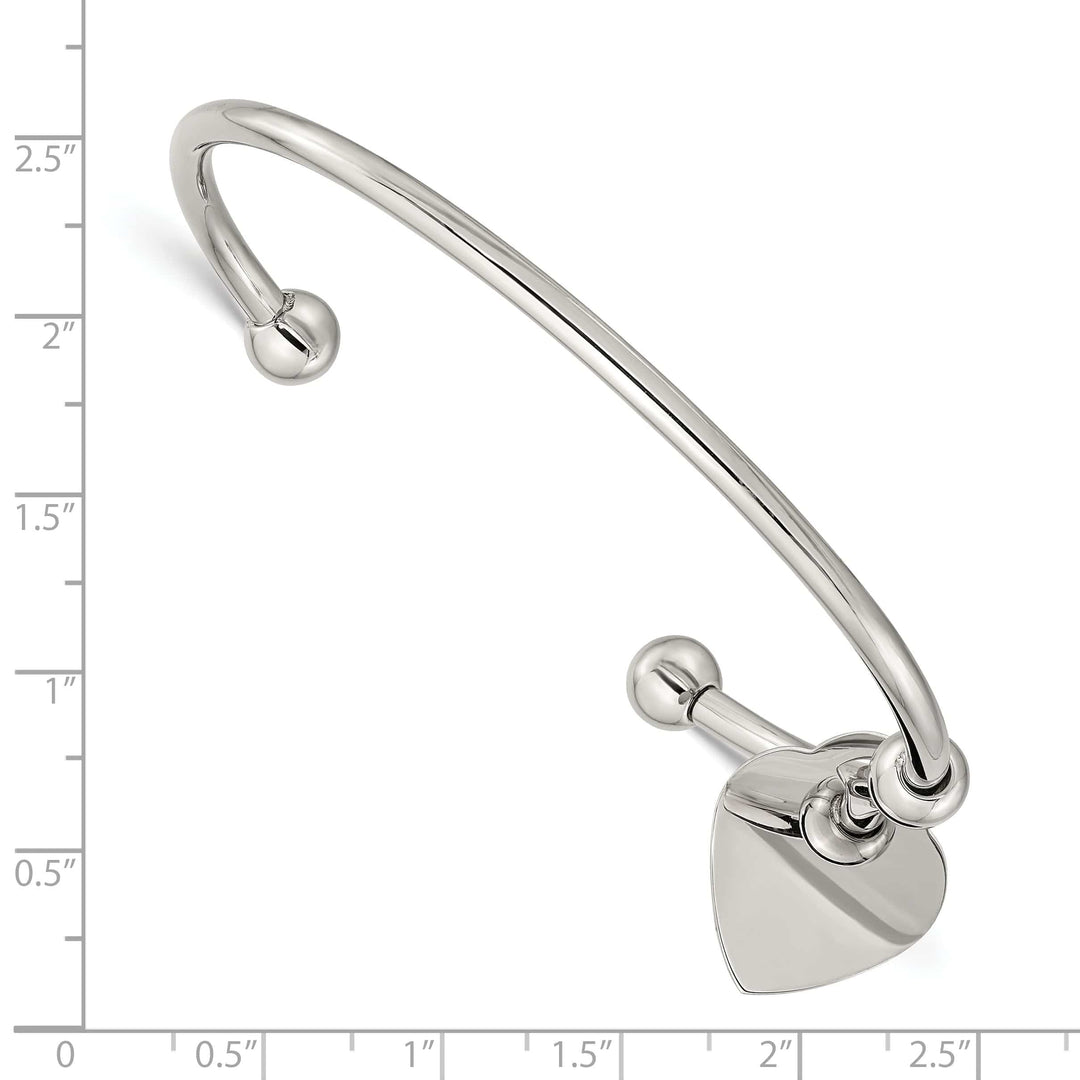 Chisel Bracelets Stainless Steel Polished Heart Bangle