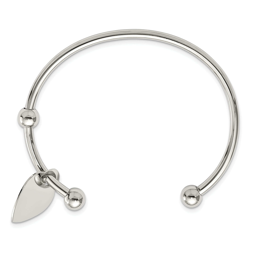 Chisel Bracelets Stainless Steel Polished Heart Bangle