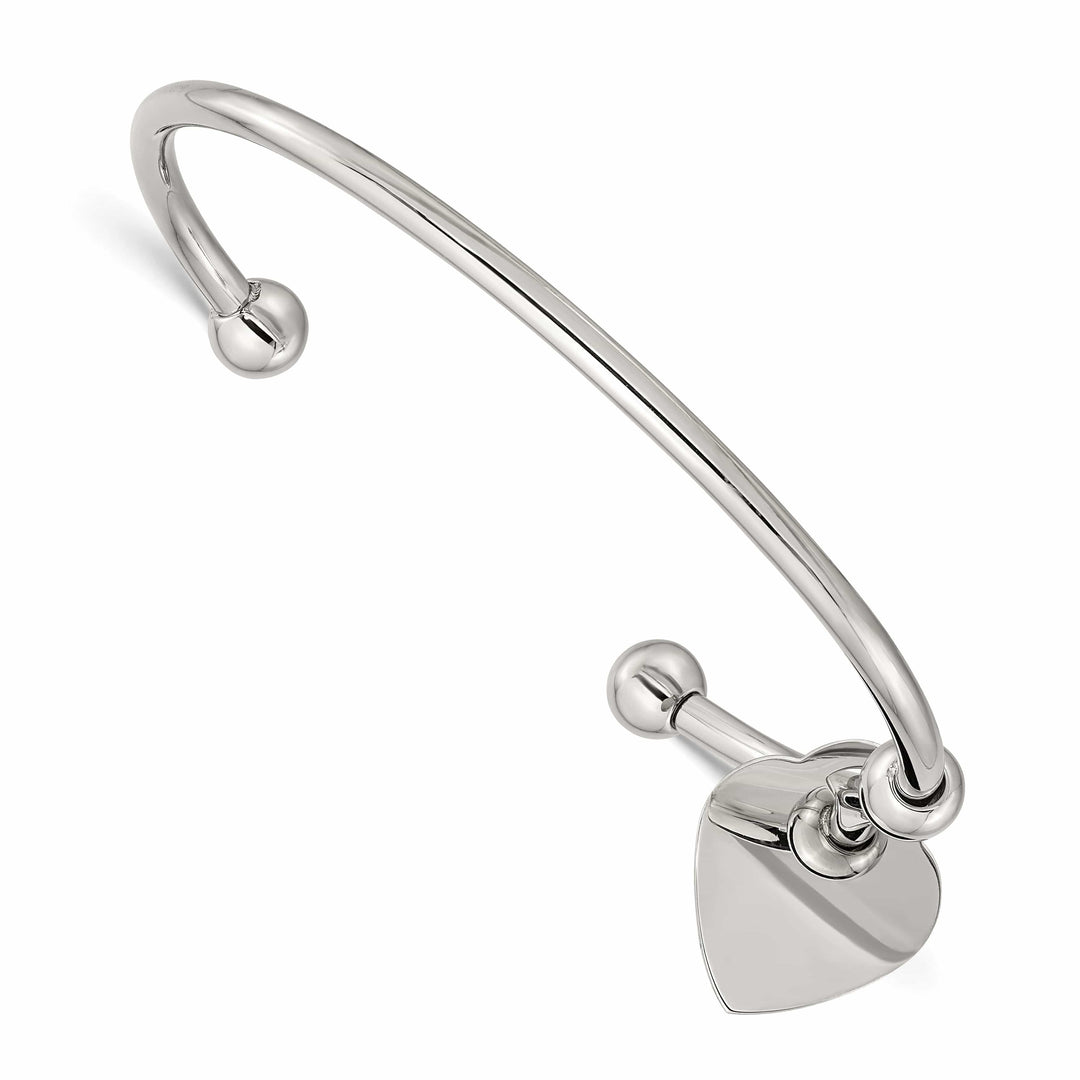 Chisel Bracelets Stainless Steel Polished Heart Bangle