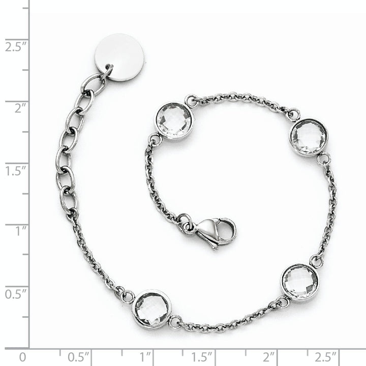 Chisel Bracelets Stainless Steel Polished with Glass Bracelet
