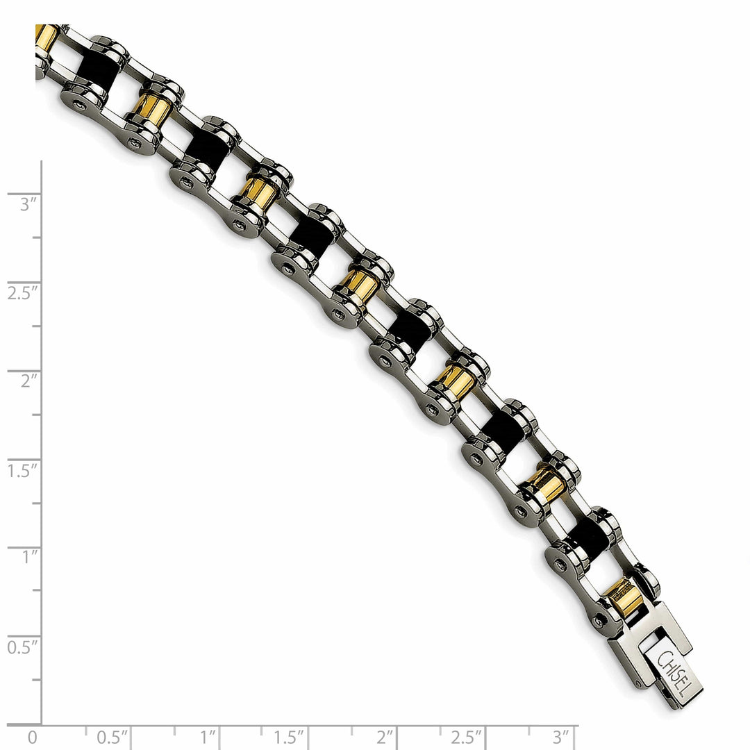 Chisel Bracelets Steel 24K Gold Plated Black Rubber Bracelet
