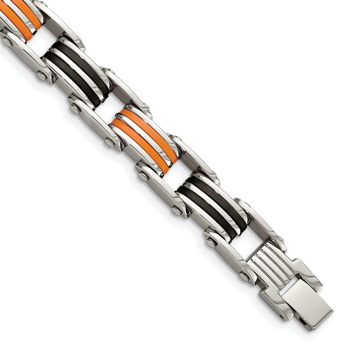 Chisel Bracelets Steel Black Orange Rubber Fold Over Bracelet