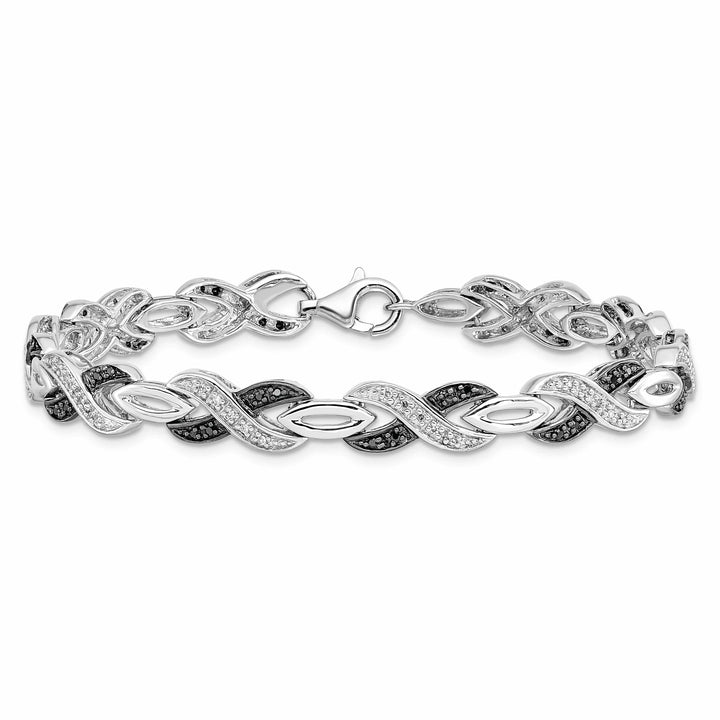 Lovely Rita's Bracelets Sterling Silver Black White Diamond 7.5 inch Bracelet