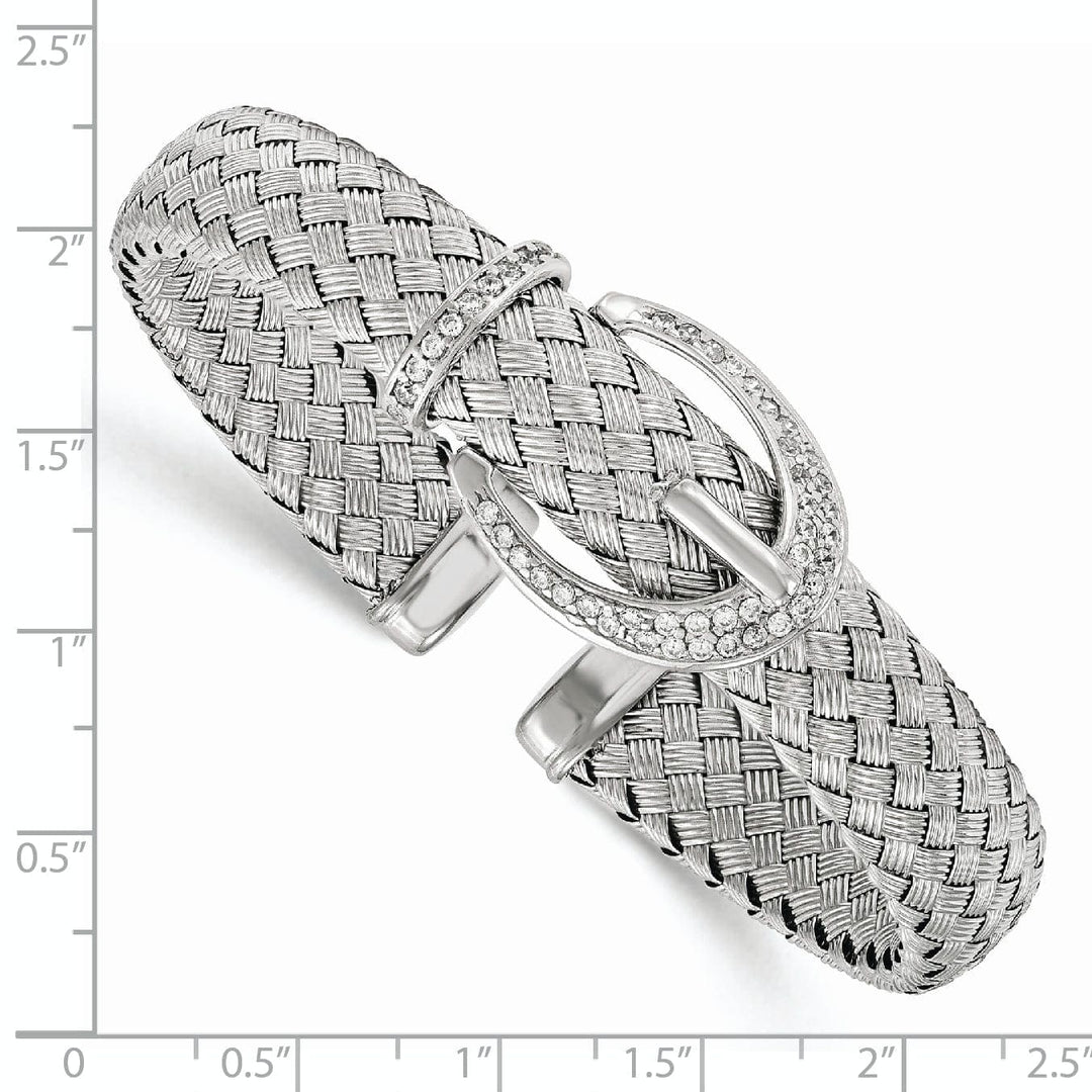 Lovely Rita's Bracelets Sterling Silver C.Z Woven Flexible Cuff Bangle