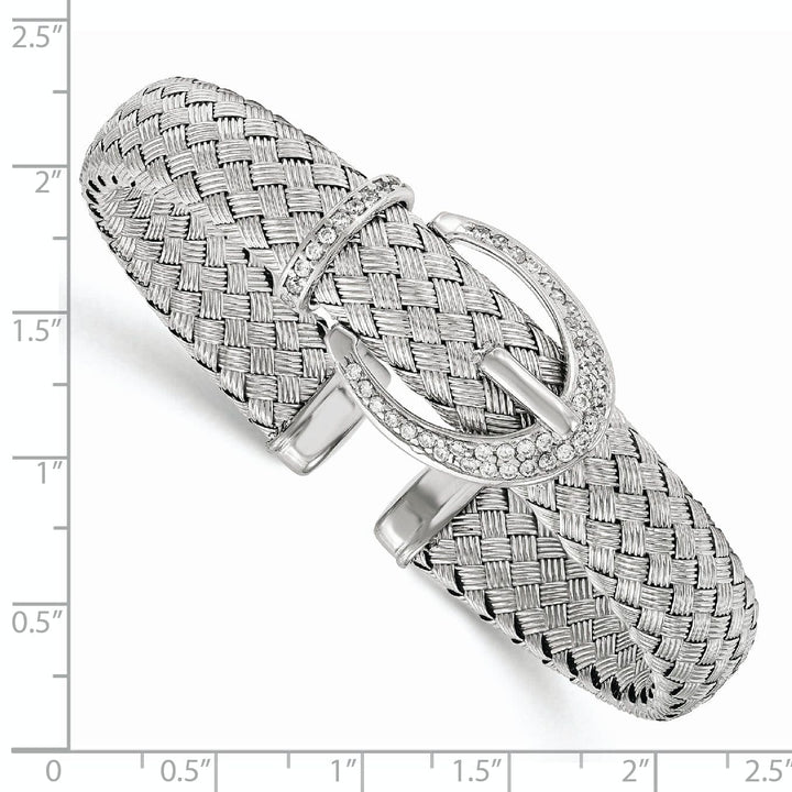 Lovely Rita's Bracelets Sterling Silver C.Z Woven Flexible Cuff Bangle