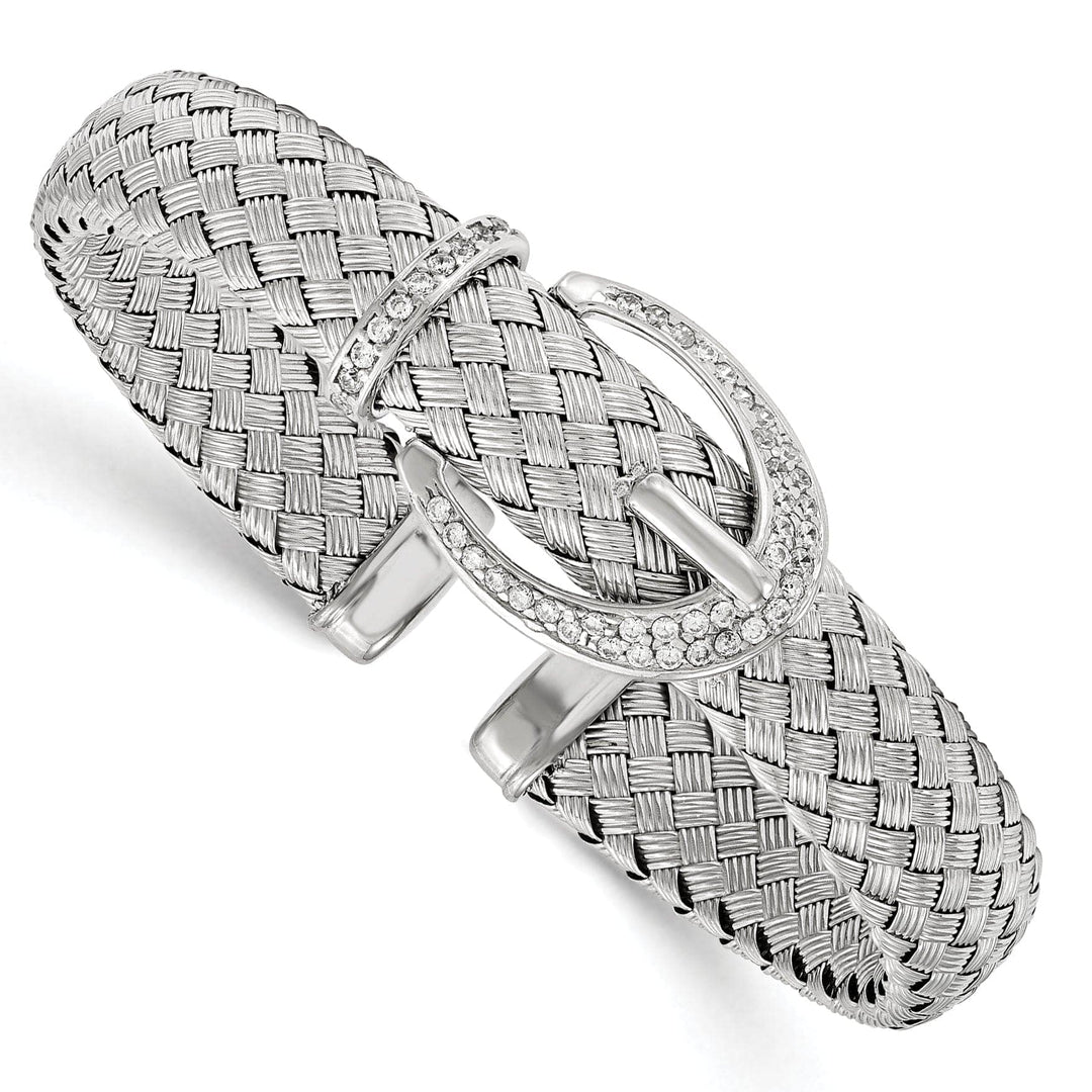 Lovely Rita's Bracelets Sterling Silver C.Z Woven Flexible Cuff Bangle