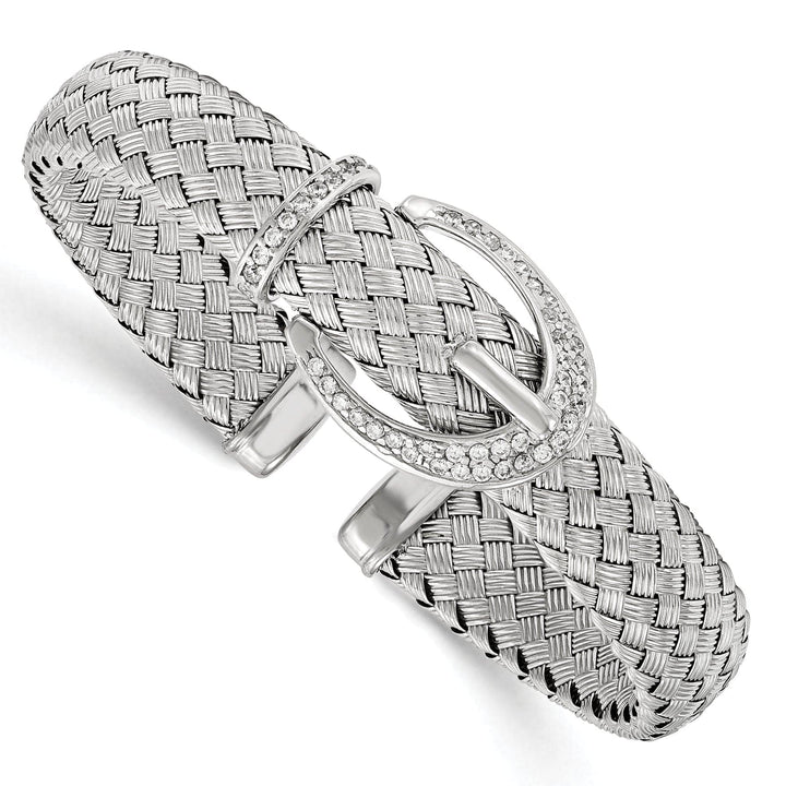 Lovely Rita's Bracelets Sterling Silver C.Z Woven Flexible Cuff Bangle