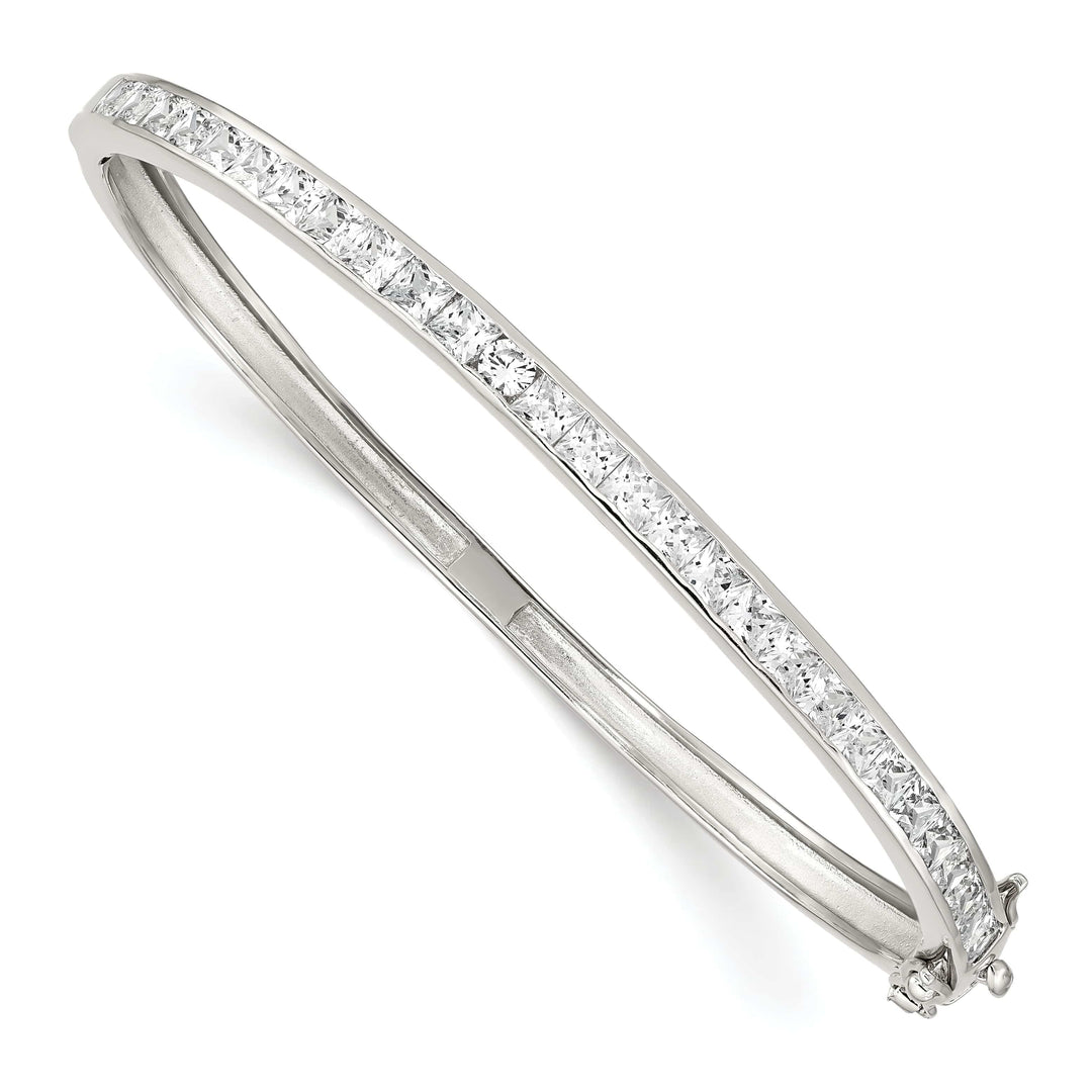 Lovely Rita's Bracelets Sterling Silver Cubic Zirconia Hinged Bangle