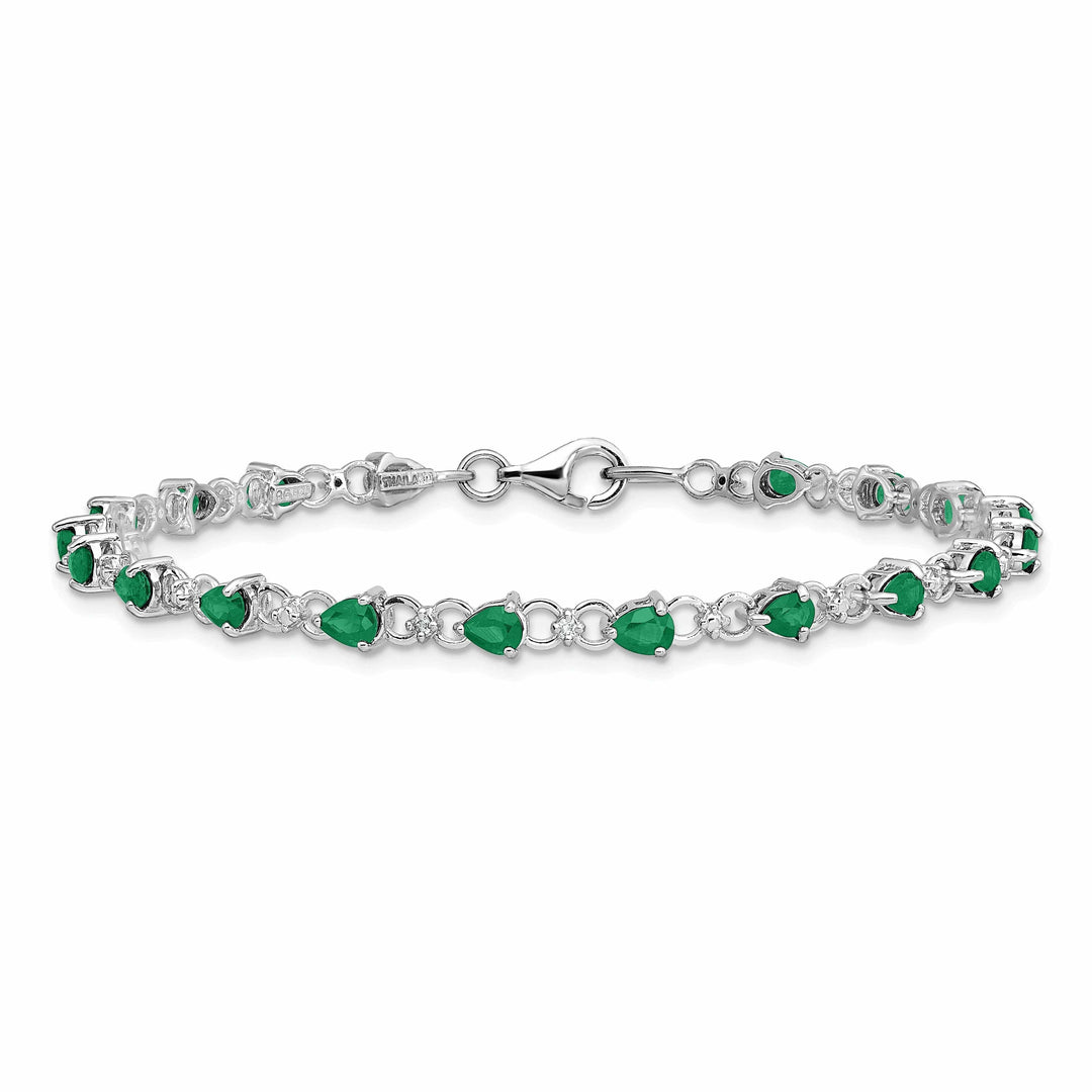 Lovely Rita's Bracelets Sterling Silver Emerald Round Diamond Bracelet