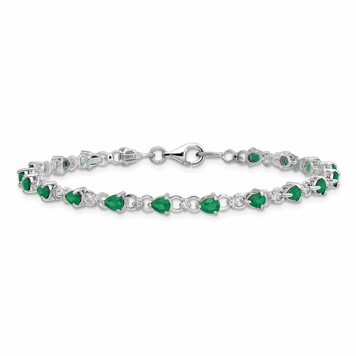 Lovely Rita's Bracelets Sterling Silver Emerald Round Diamond Bracelet