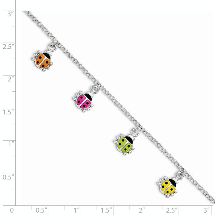 Lovely Rita's Bracelets Sterling Silver Enamel Dangle Ladybug Bracelet