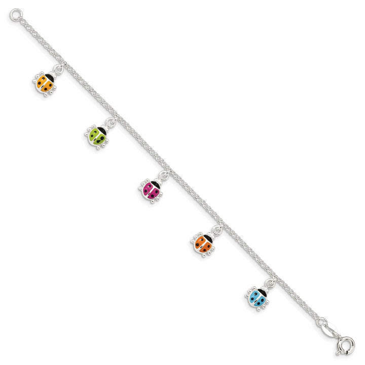 Lovely Rita's Bracelets Sterling Silver Enamel Dangle Ladybug Bracelet