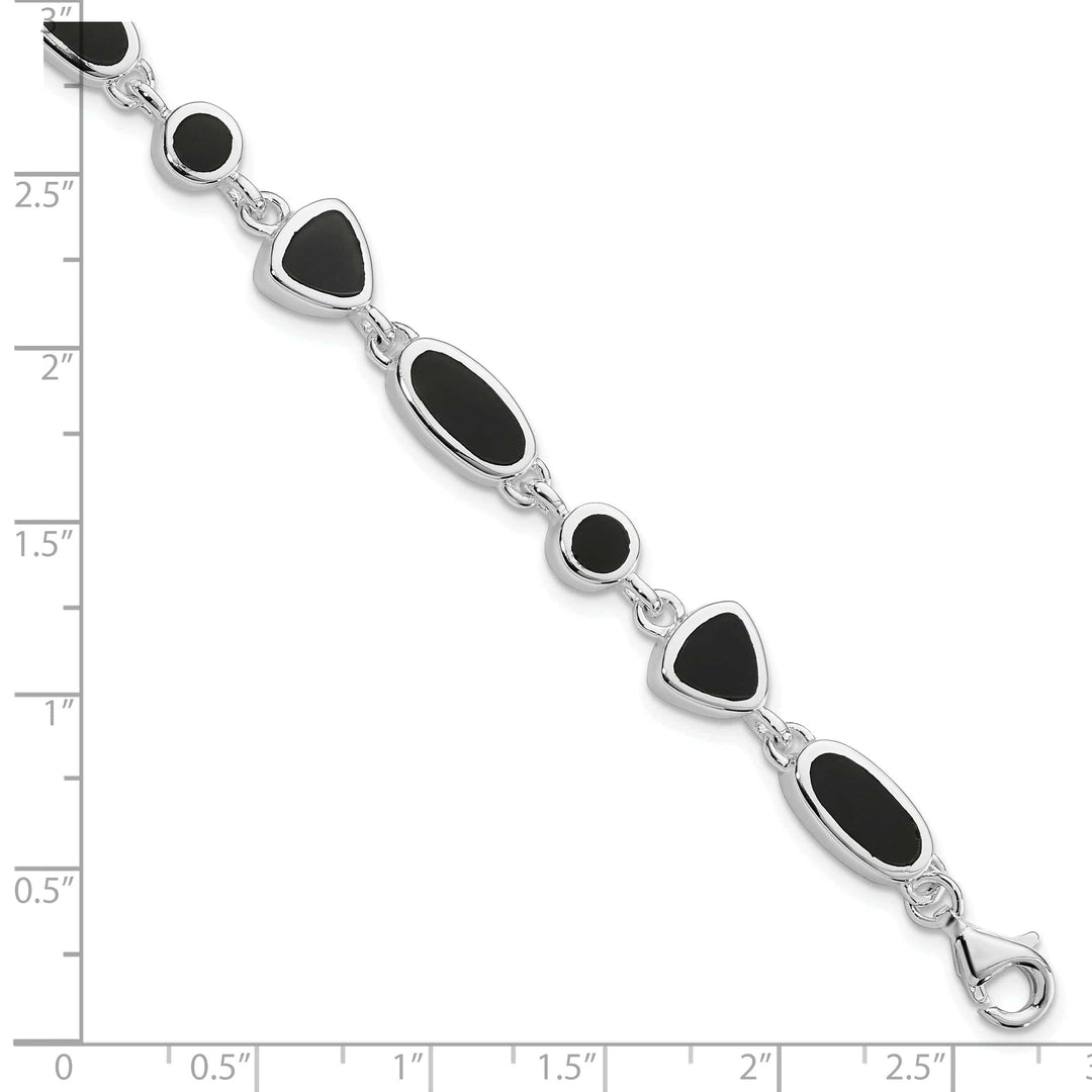 Lovely Rita's Bracelets Sterling Silver Flat Open Back Onyx Bracelet