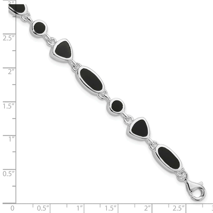 Lovely Rita's Bracelets Sterling Silver Flat Open Back Onyx Bracelet