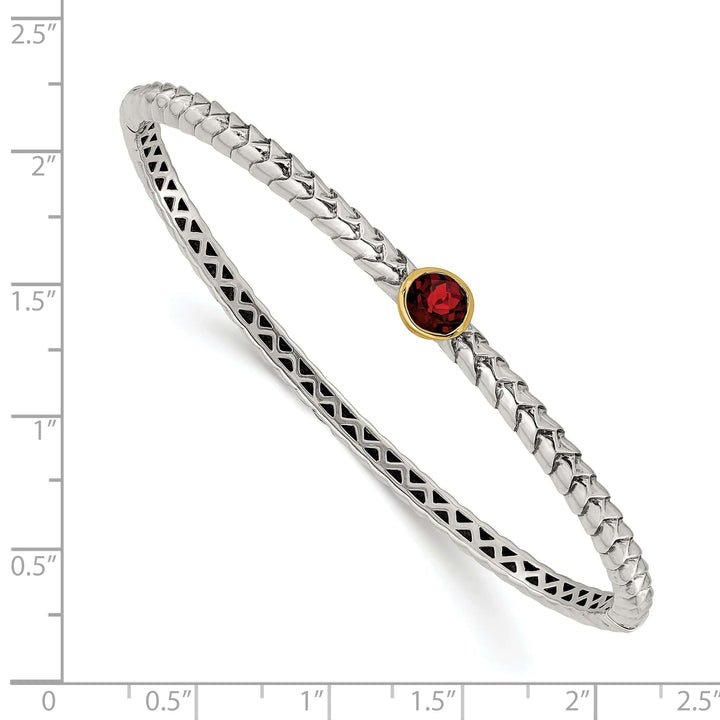 Shey Couture Bracelets Sterling Silver Gold 6MM Garnet Bangle Bracelet