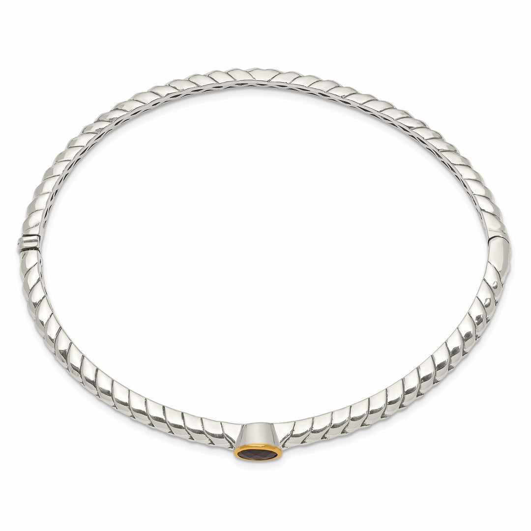 Shey Couture Bracelets Sterling Silver Gold 6MM Garnet Bangle Bracelet