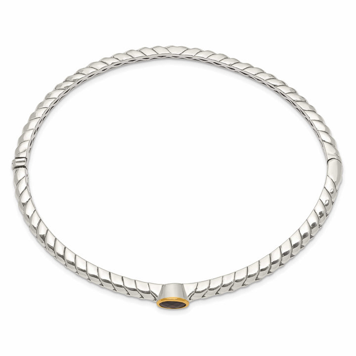 Shey Couture Bracelets Sterling Silver Gold 6MM Garnet Bangle Bracelet