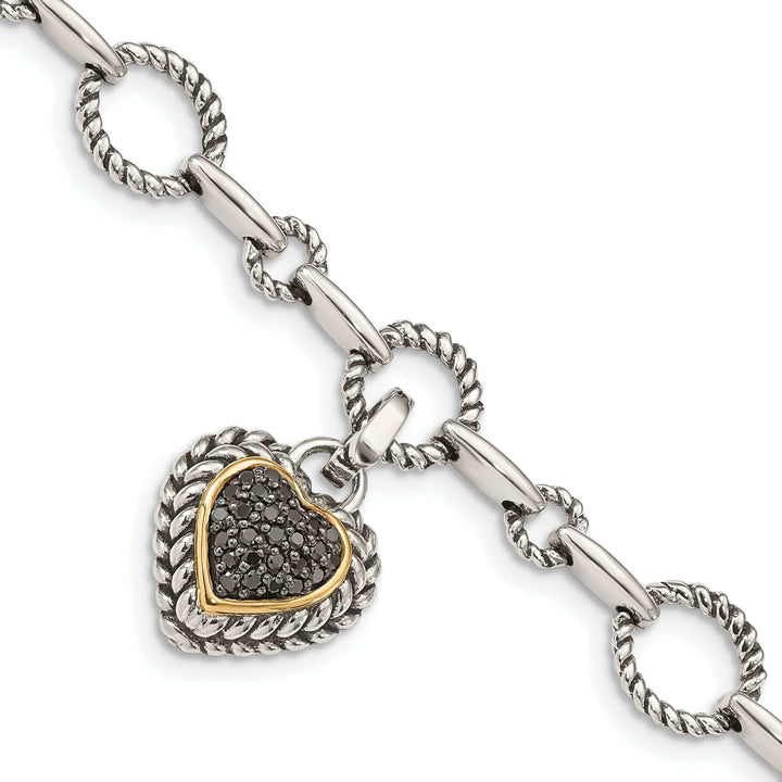 Shey Couture Bracelets Sterling Silver Gold Black Heart 8 Bracelet