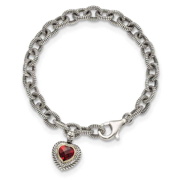 Shey Couture Bracelets Sterling Silver Gold Garnet Heart Link Bracelet